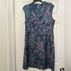 Athleta Blue and Pink Sleeveless V-Neck Sundress